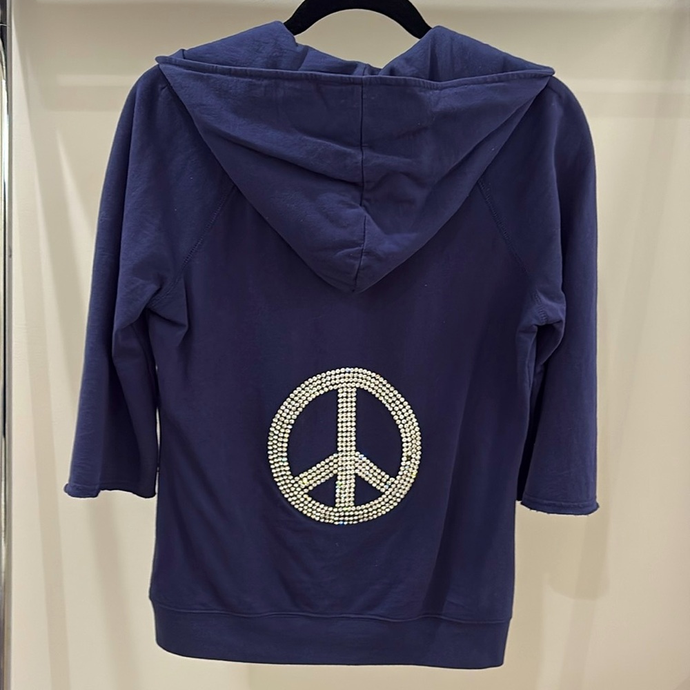 TWISTED HEART Peace Sign Crystal Hoodie